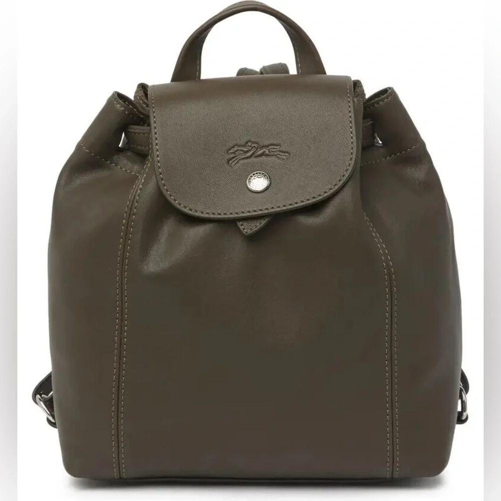 New Longchamp li pliage cuir xs backpack olive green - Picture 1 of 9